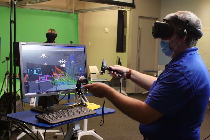 A man using a VR headset